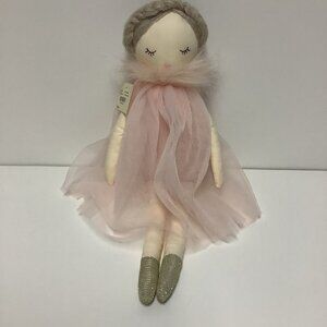 Anthropologie Emelia Doll Pink Tulle Dress Braid Plush Stuffed Soft Toy 2018